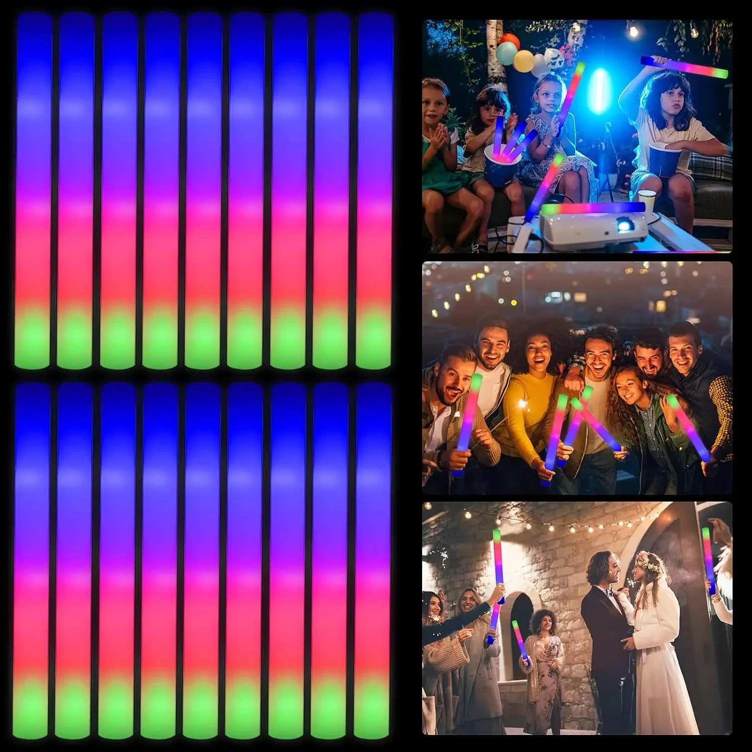 Flashing Led Foam Sticks Party - 1Z-50PCS Led Köpük Işık Çubukları 3