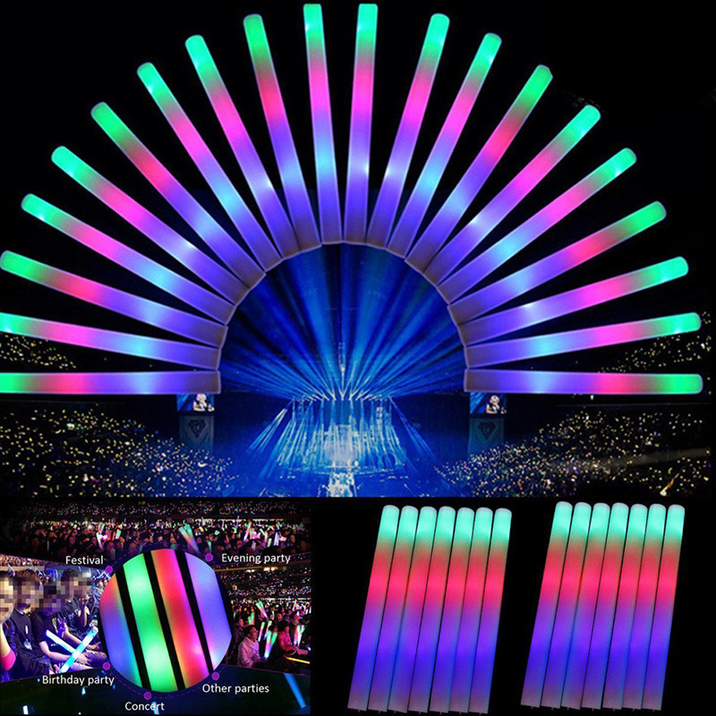 Flashing Led Foam Sticks Party - 30 Adet Parti Dekorasyonu LED Renkli