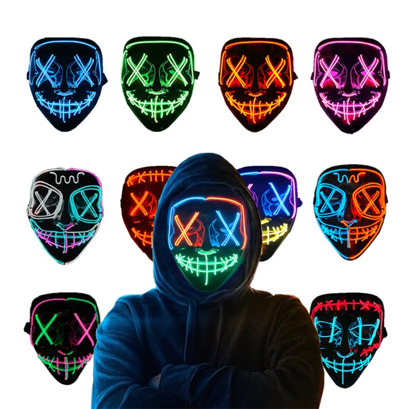 Led Purge Mask Halloween - Kablosuz Neon Işıklı Arınma Maskeleri Cosplay