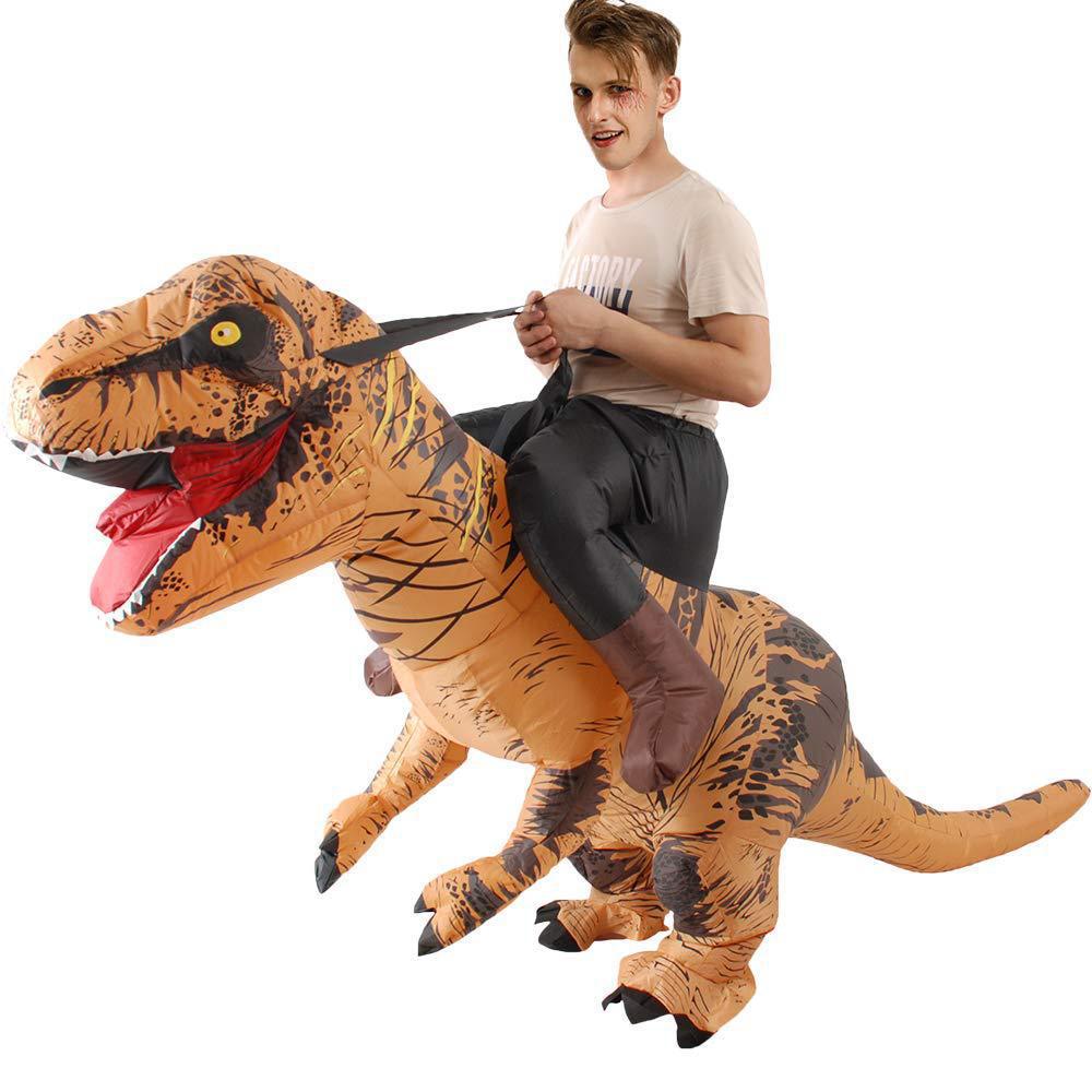 Inflatable Dinosaur Costume Adult - Yetişkin Komik Sürme Kahverengi Dinozor Jurassic