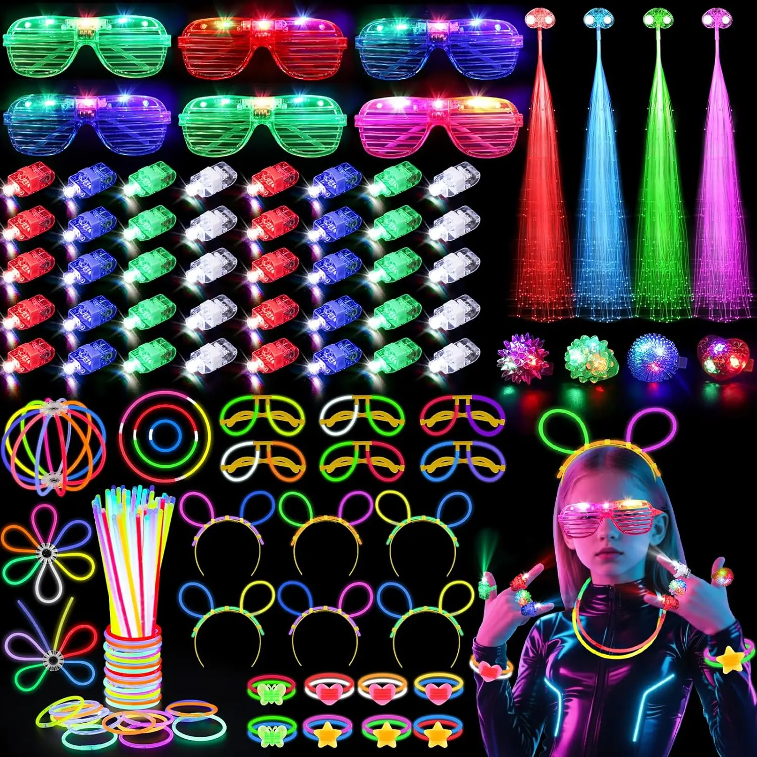 128 Adet Işıklı Gözlük LED Saç - Glow In The Dark Party Glasses incelemesi ve fiyatı