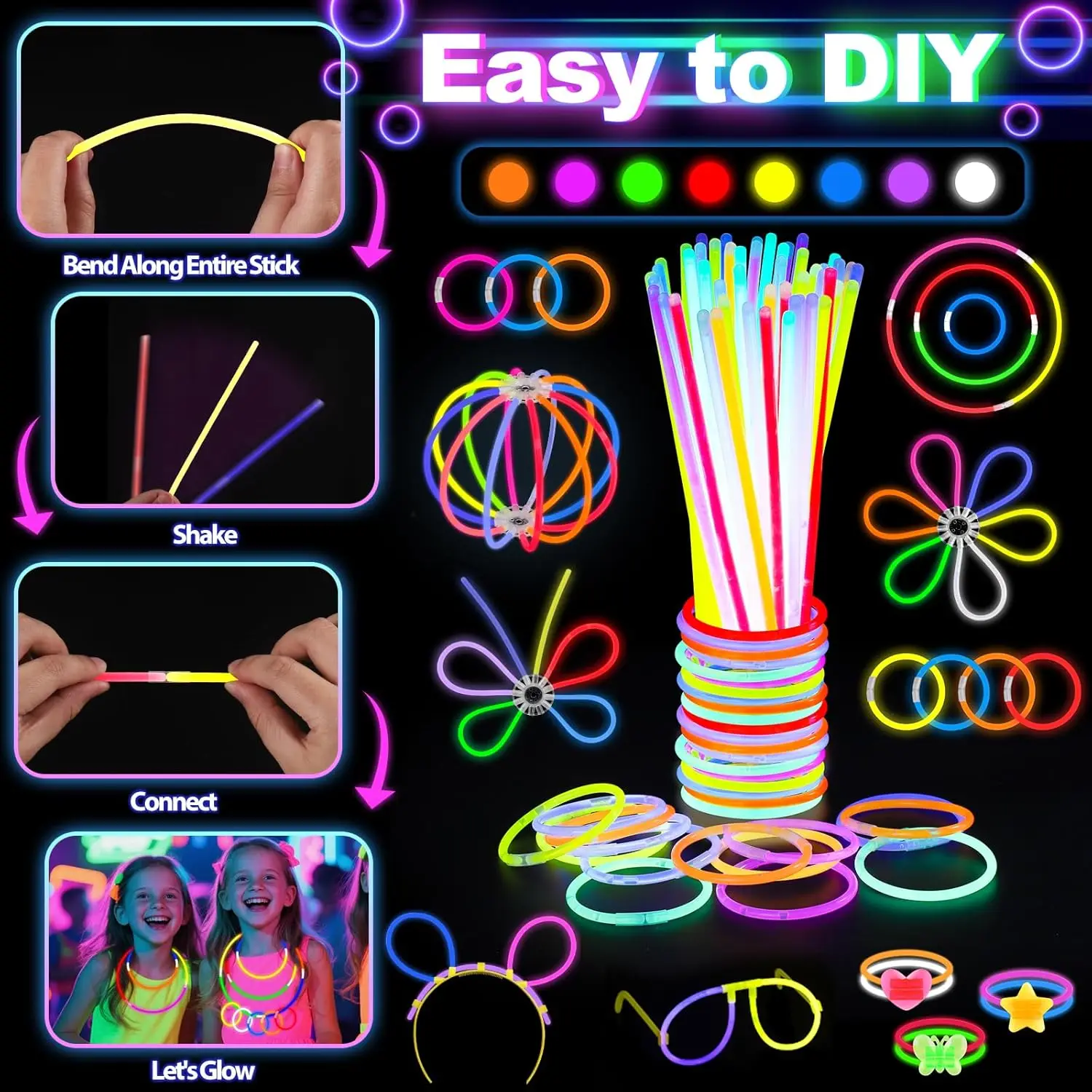 128 Adet Işıklı Gözlük LED Saç - Glow In The Dark Party Glasses incelemesi ve fiyatı